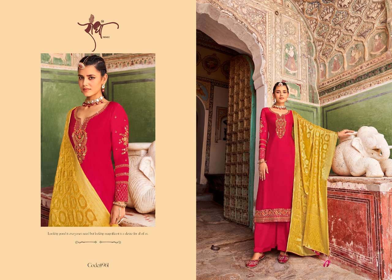 Prem Leela By Radha Trendz 961 To 966 Series Beautiful Festive Suits Colorful Stylish Fancy Casual Wear & Ethnic Wear Silk Georgette Embroidered Dresses At Wholesale Price