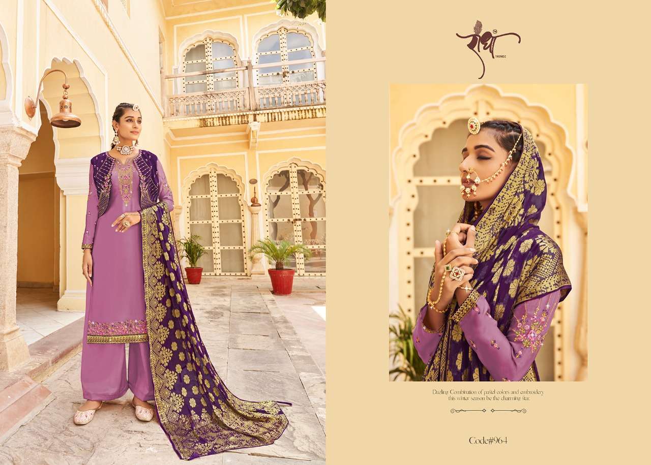Prem Leela By Radha Trendz 961 To 966 Series Beautiful Festive Suits Colorful Stylish Fancy Casual Wear & Ethnic Wear Silk Georgette Embroidered Dresses At Wholesale Price