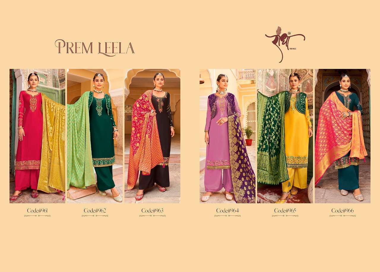 Prem Leela By Radha Trendz 961 To 966 Series Beautiful Festive Suits Colorful Stylish Fancy Casual Wear & Ethnic Wear Silk Georgette Embroidered Dresses At Wholesale Price