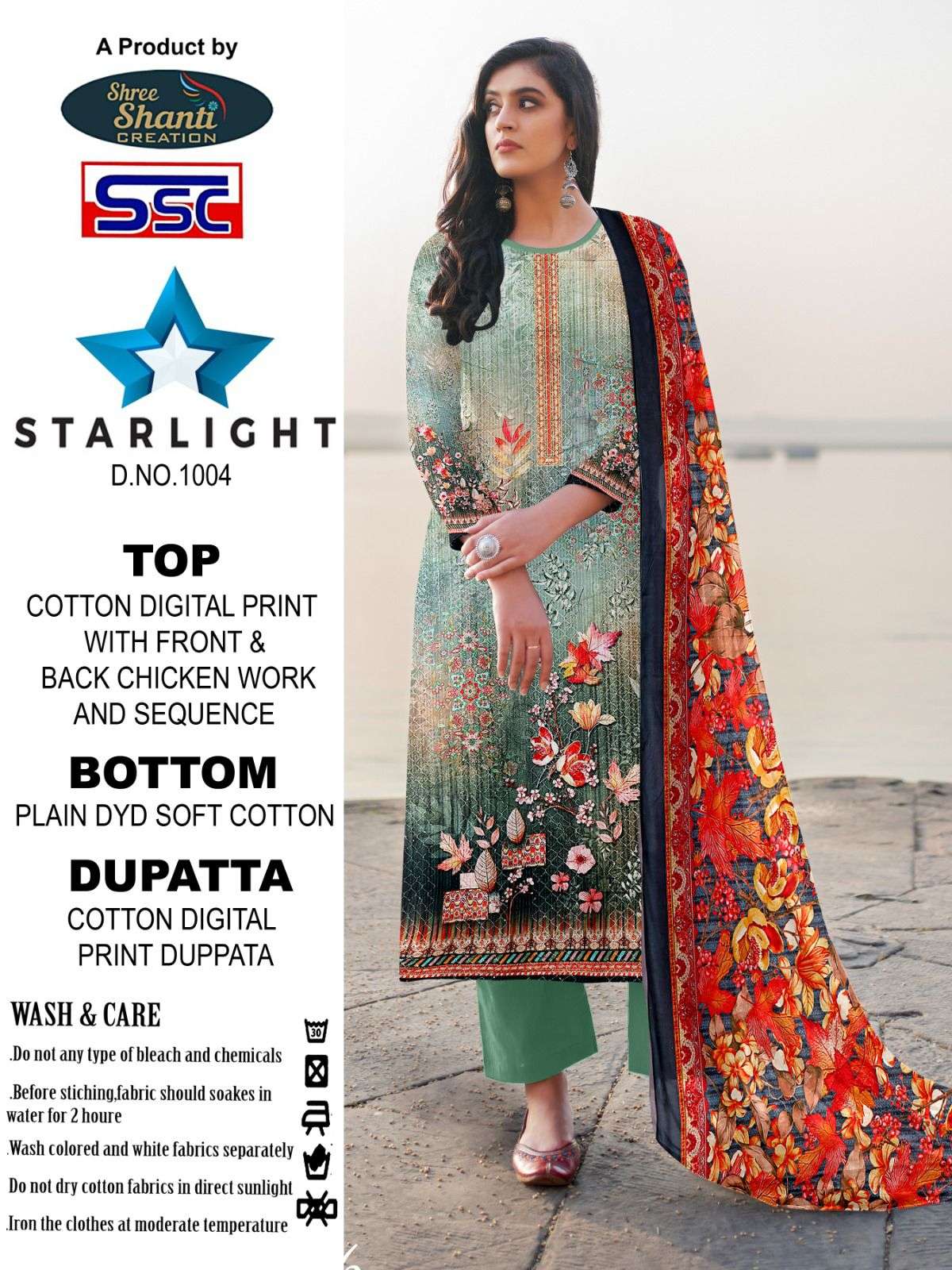Starlight By Shree Shanti Creation 1001 To 1008 Series Designer Festive Suits Beautiful Fancy Stylish Colorful Party Wear & Occasional Wear Pure Cotton Print With Embroidery Dresses At Wholesale Price