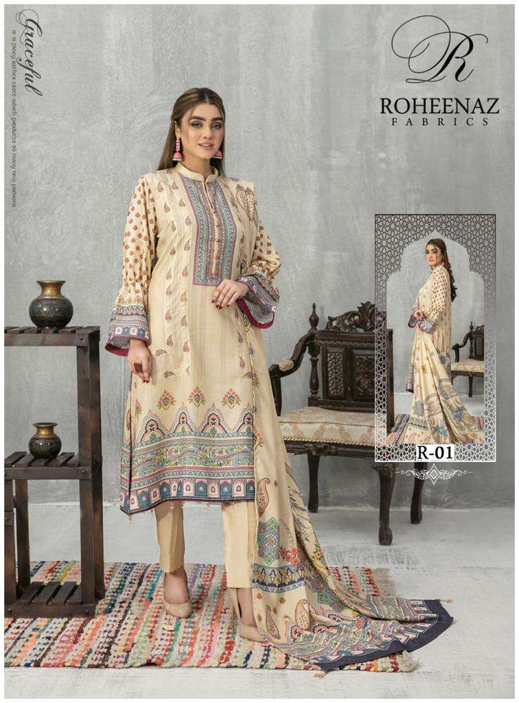 Amaya By Roheenaz Fabrics 01 To 06 Series Designer Festive Suits Beautiful Fancy Stylish Colorful Party Wear & Occasional Wear Pure Cotton Print Dresses At Wholesale Price