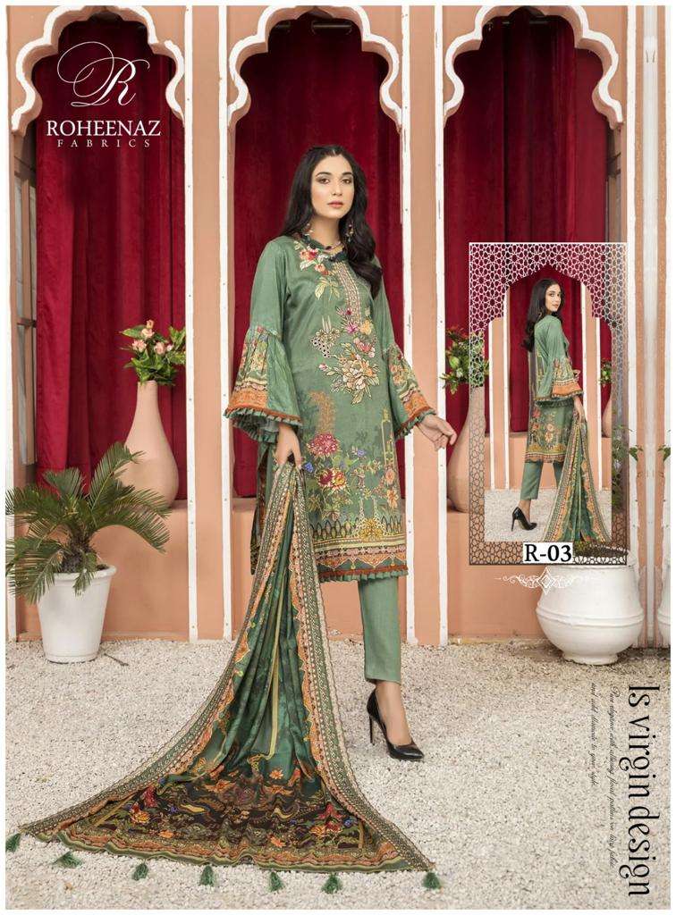 Amaya By Roheenaz Fabrics 01 To 06 Series Designer Festive Suits Beautiful Fancy Stylish Colorful Party Wear & Occasional Wear Pure Cotton Print Dresses At Wholesale Price