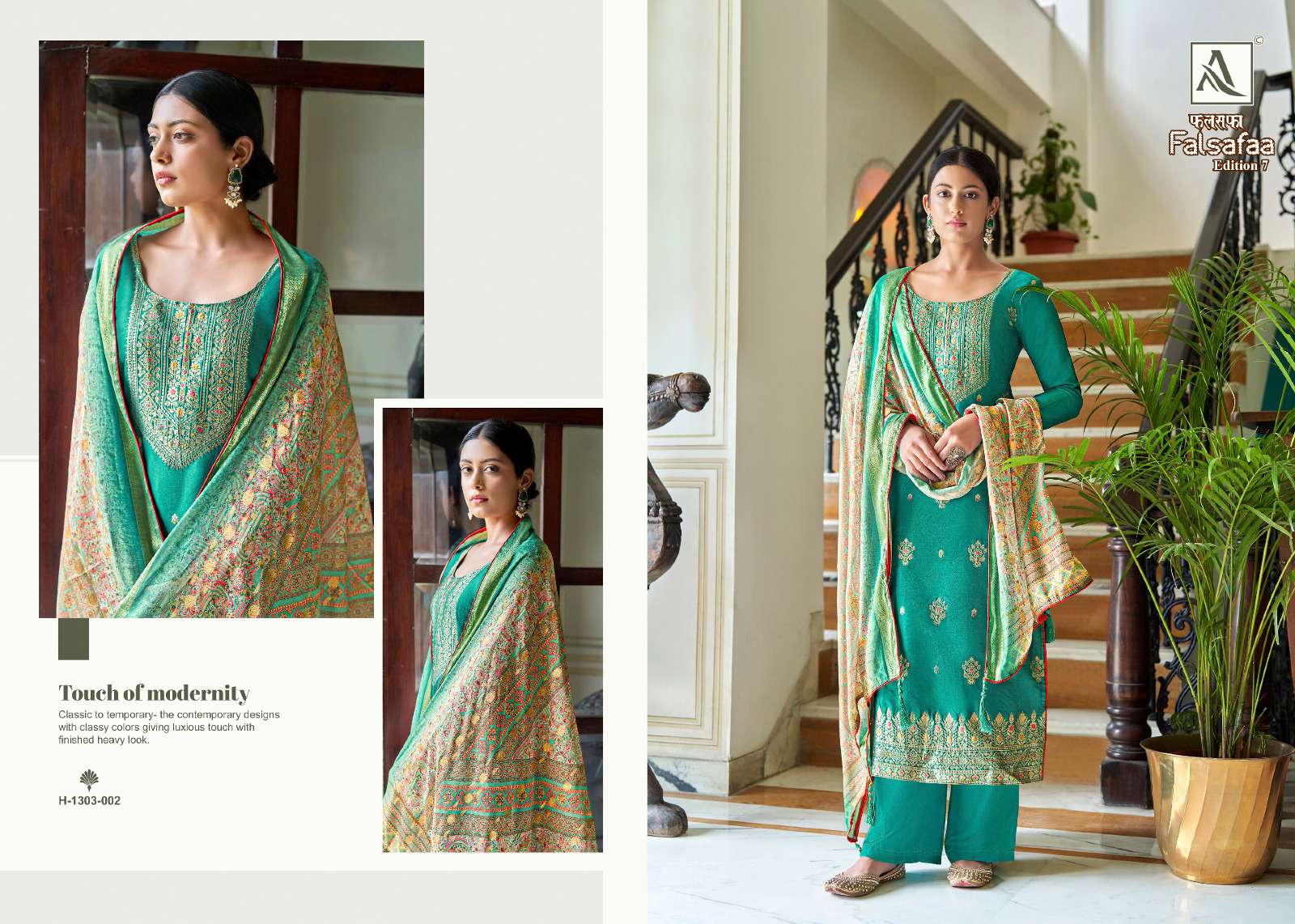 Falsafaa Vol-7 By Alok Suits 1303-001 To 1303-006 Series Beautiful Festive Suits Colorful Stylish Fancy Casual Wear & Ethnic Wear Dola Jacquard Embroidered Dresses At Wholesale Price