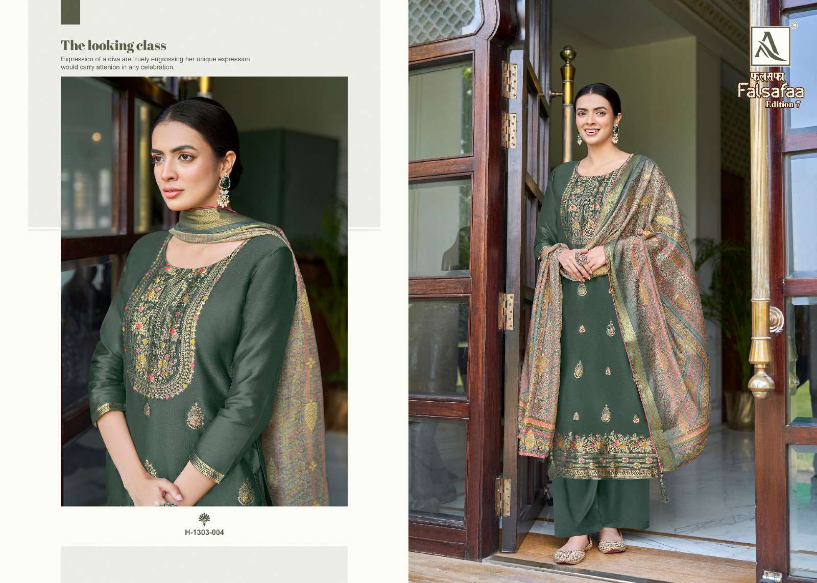 Falsafaa Vol-7 By Alok Suits 1303-001 To 1303-006 Series Beautiful Festive Suits Colorful Stylish Fancy Casual Wear & Ethnic Wear Dola Jacquard Embroidered Dresses At Wholesale Price
