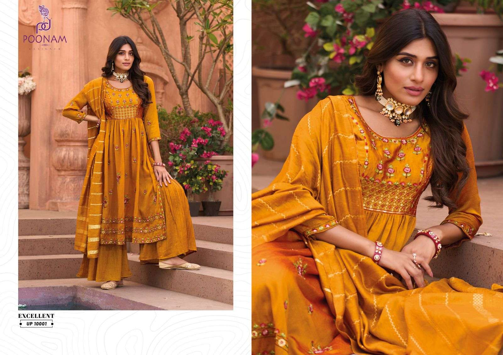 Utopia By Poonam Designer 10001 To 10006 Series Beautiful Sharara Suits Colorful Stylish Fancy Casual Wear & Ethnic Wear Pure Vichitra Dresses At Wholesale Price