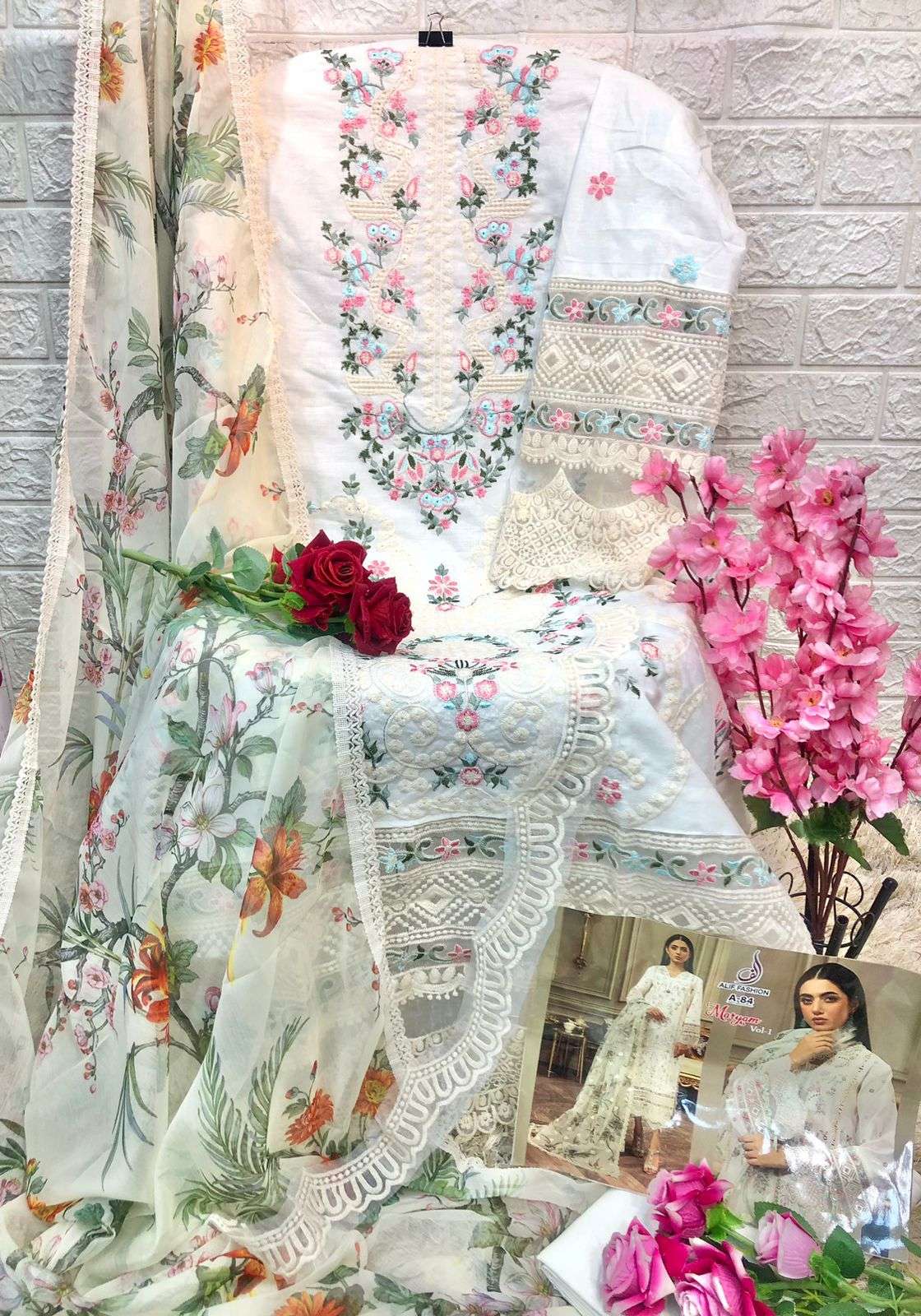 Maryam Vol-1 By Alif Fashion 84 To 85 Series Beautiful Pakistani Suits Stylish Colorful Fancy Casual Wear & Ethnic Wear Pure Cambric Cotton Embroidered Dresses At Wholesale Price