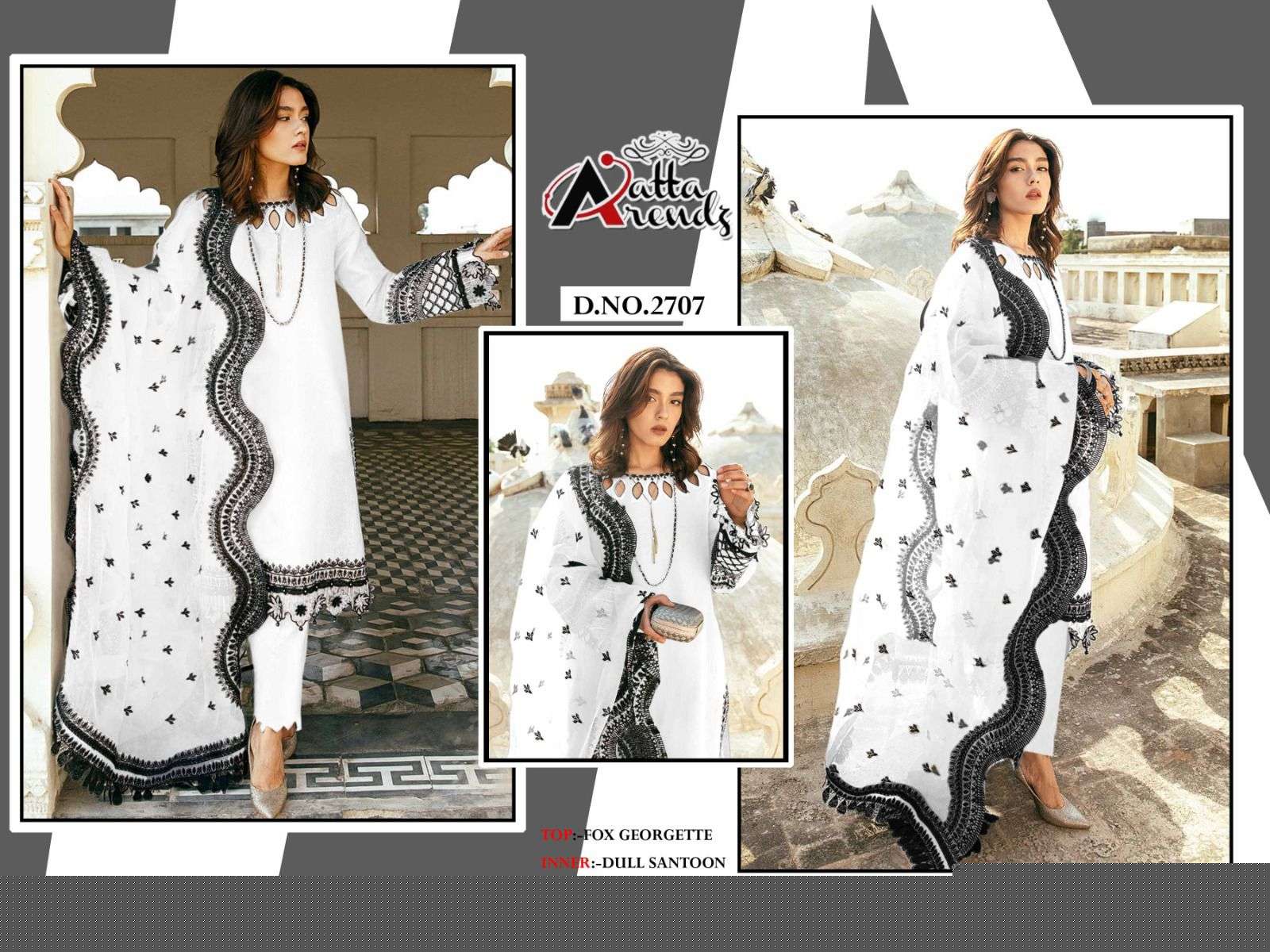 Atta Trendz 2707 Colours By Atta Trendz 2707-A To 2707-B Series Designer Pakistani Suits Beautiful Stylish Fancy Colorful Party Wear & Occasional Wear Pure Georgette Dresses At Wholesale Price