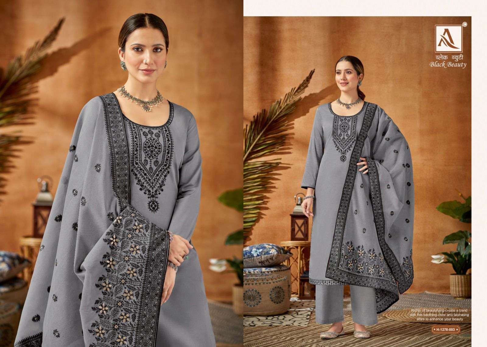 Black Beauty By Alok Suits 1278-001 To 1278-006 Series Designer Suits Collection Beautiful Stylish Colorful Fancy Party Wear & Occasional Wear Pure Jam Cotton Dresses At Wholesale Price
