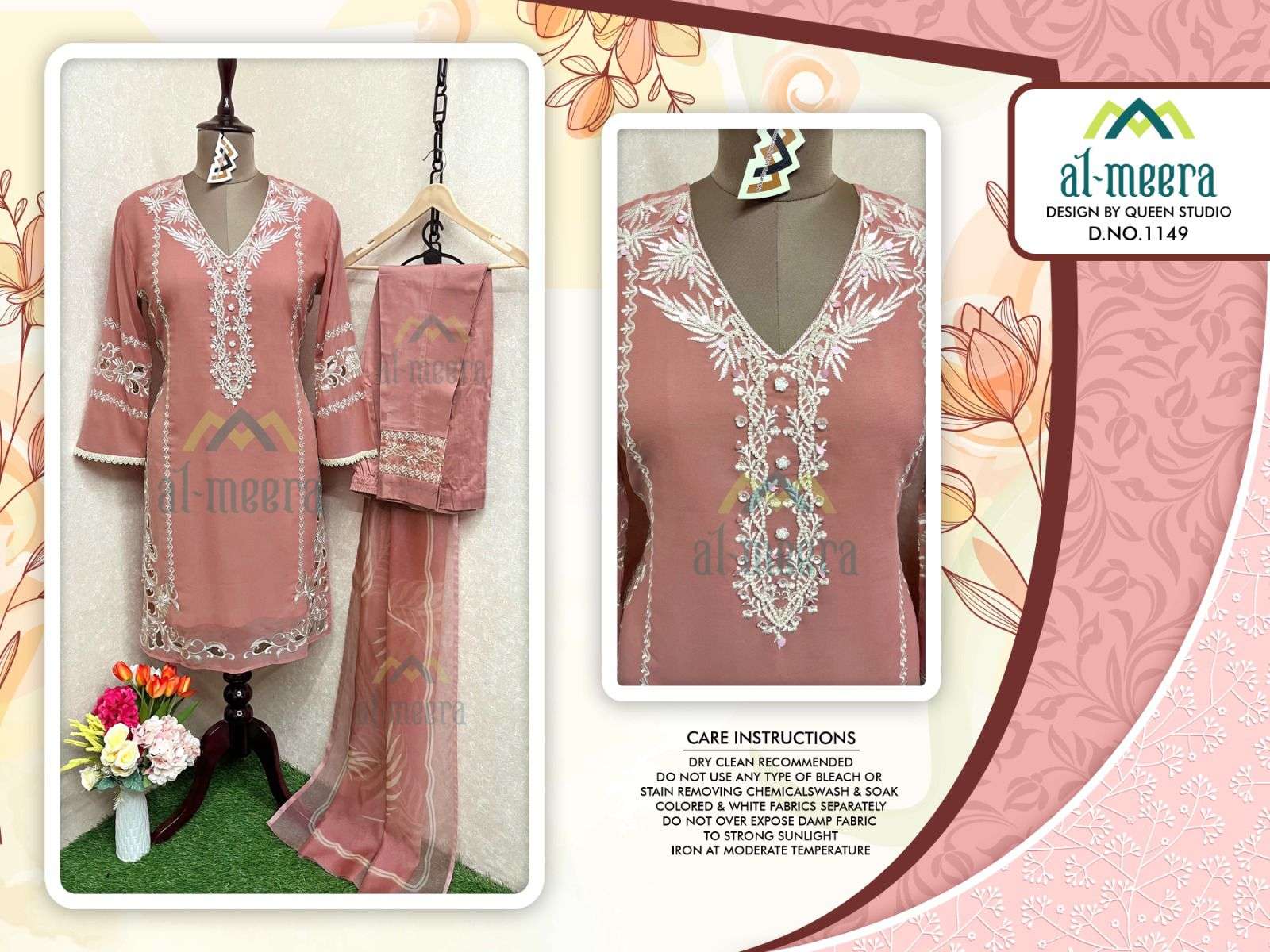 Al-Meera Hit Design 1149 Colours Vol-2 By Al-Meera 1149-E To 1149-I Series Beautiful Pakistani Suits Colorful Stylish Fancy Casual Wear & Ethnic Wear Faux Georgette Dresses At Wholesale Price