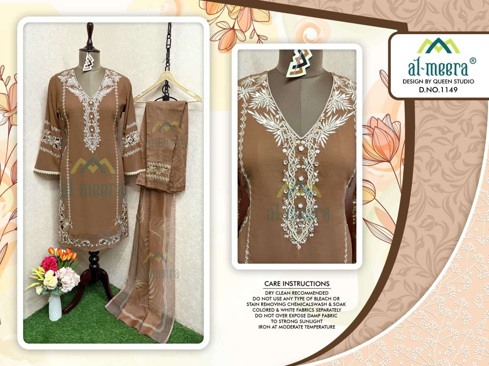 Al-Meera Hit Design 1149 Colours Vol-2 By Al-Meera 1149-E To 1149-I Series Beautiful Pakistani Suits Colorful Stylish Fancy Casual Wear & Ethnic Wear Faux Georgette Dresses At Wholesale Price