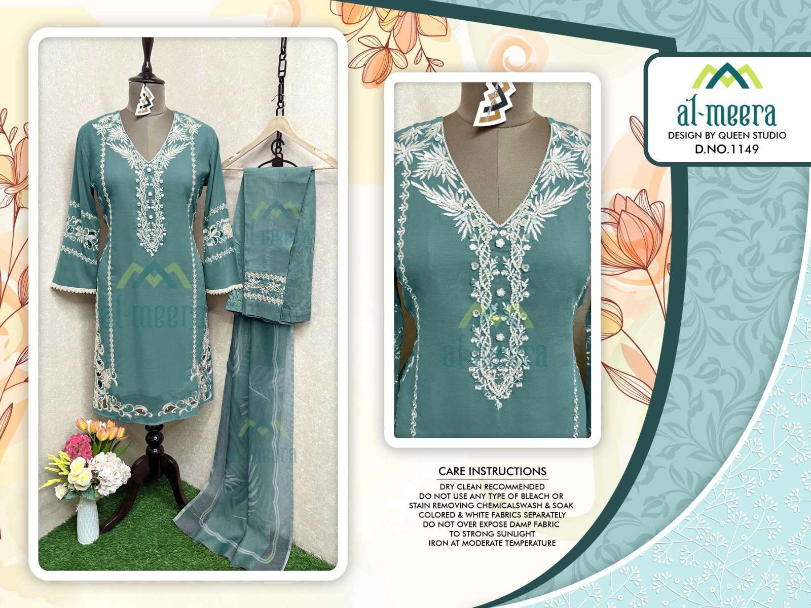Al-Meera Hit Design 1149 Colours Vol-2 By Al-Meera 1149-E To 1149-I Series Beautiful Pakistani Suits Colorful Stylish Fancy Casual Wear & Ethnic Wear Faux Georgette Dresses At Wholesale Price