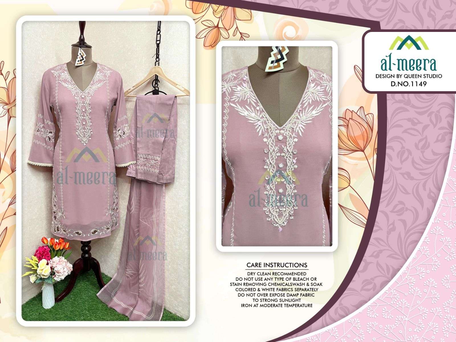 Al-Meera Hit Design 1149 Colours Vol-2 By Al-Meera 1149-E To 1149-I Series Beautiful Pakistani Suits Colorful Stylish Fancy Casual Wear & Ethnic Wear Faux Georgette Dresses At Wholesale Price