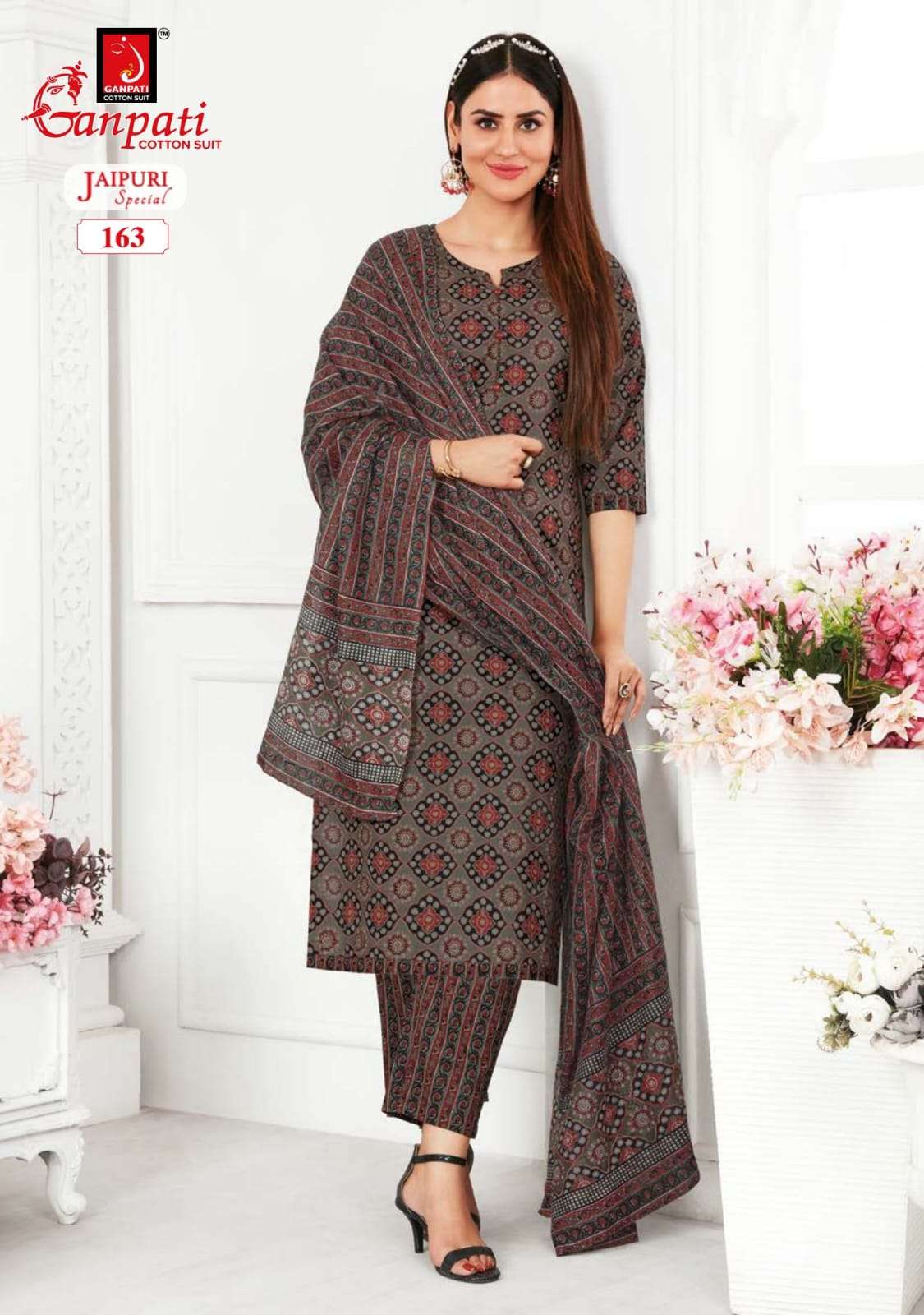 Jaipuri Special Vol-5 By Ganpati Cotton Suits 161 To 175 Series Beautiful Suits Stylish Colorful Fancy Casual Wear & Ethnic Wear Pure Cotton Print Dresses At Wholesale Price