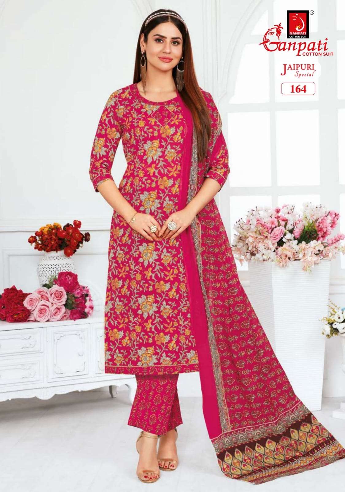 Jaipuri Special Vol-5 By Ganpati Cotton Suits 161 To 175 Series Beautiful Suits Stylish Colorful Fancy Casual Wear & Ethnic Wear Pure Cotton Print Dresses At Wholesale Price
