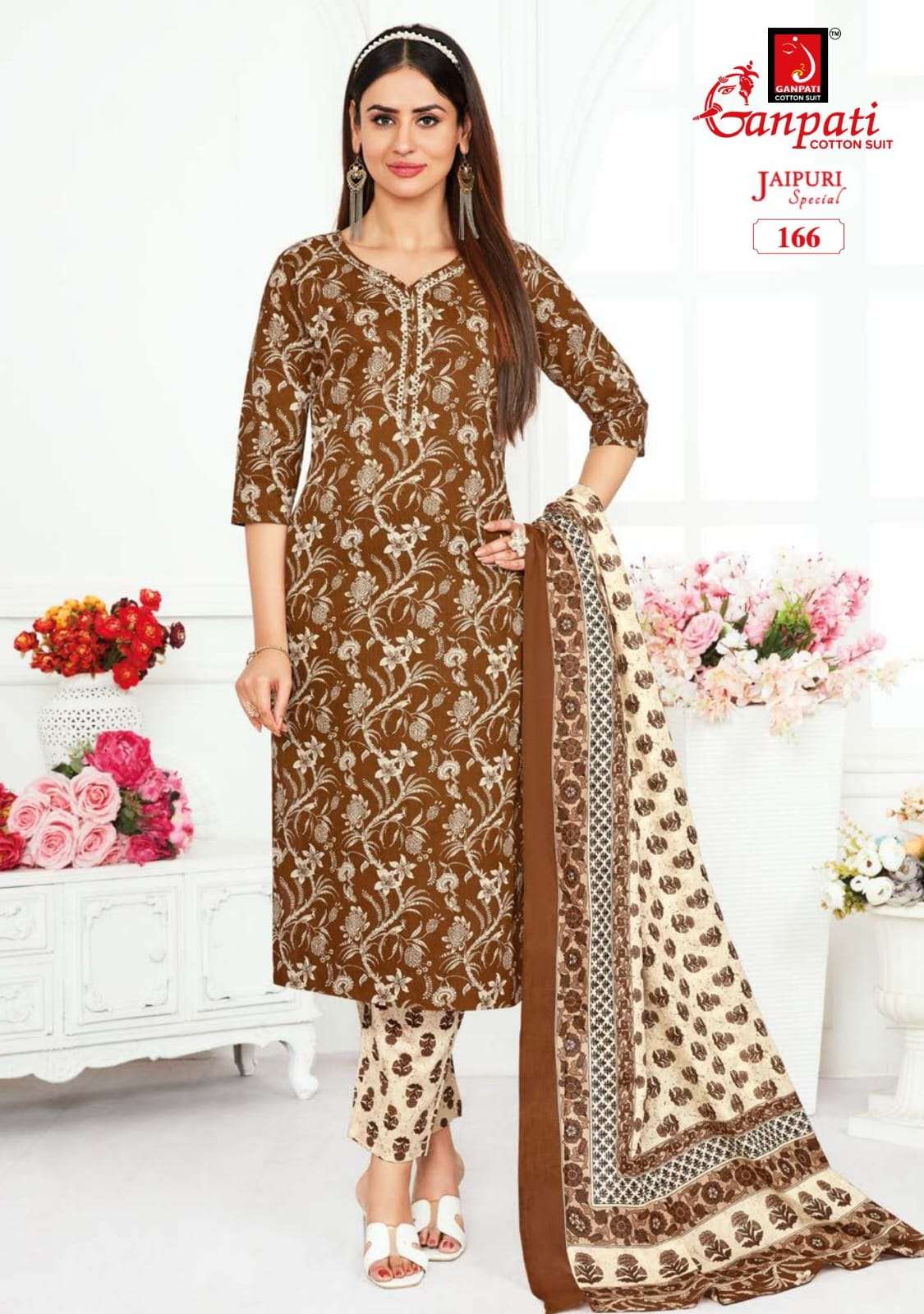 Jaipuri Special Vol-5 By Ganpati Cotton Suits 161 To 175 Series Beautiful Suits Stylish Colorful Fancy Casual Wear & Ethnic Wear Pure Cotton Print Dresses At Wholesale Price