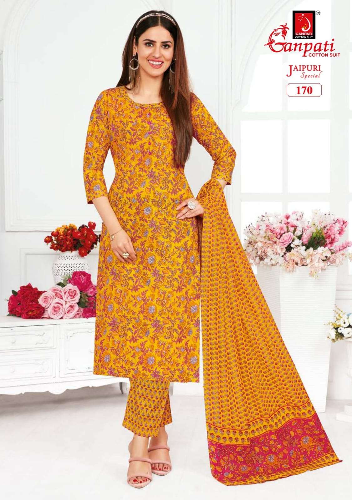 Jaipuri Special Vol-5 By Ganpati Cotton Suits 161 To 175 Series Beautiful Suits Stylish Colorful Fancy Casual Wear & Ethnic Wear Pure Cotton Print Dresses At Wholesale Price