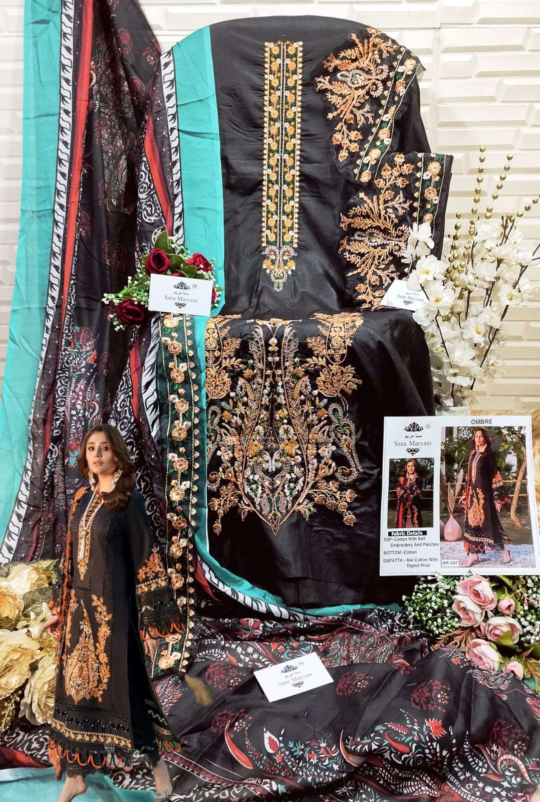 Ombre By Sana Maryam 155 To 158 Series Designer Pakistani Suits Beautiful Fancy Colorful Stylish Party Wear & Occasional Wear Heavy Cotton Embroidered Dresses At Wholesale Price