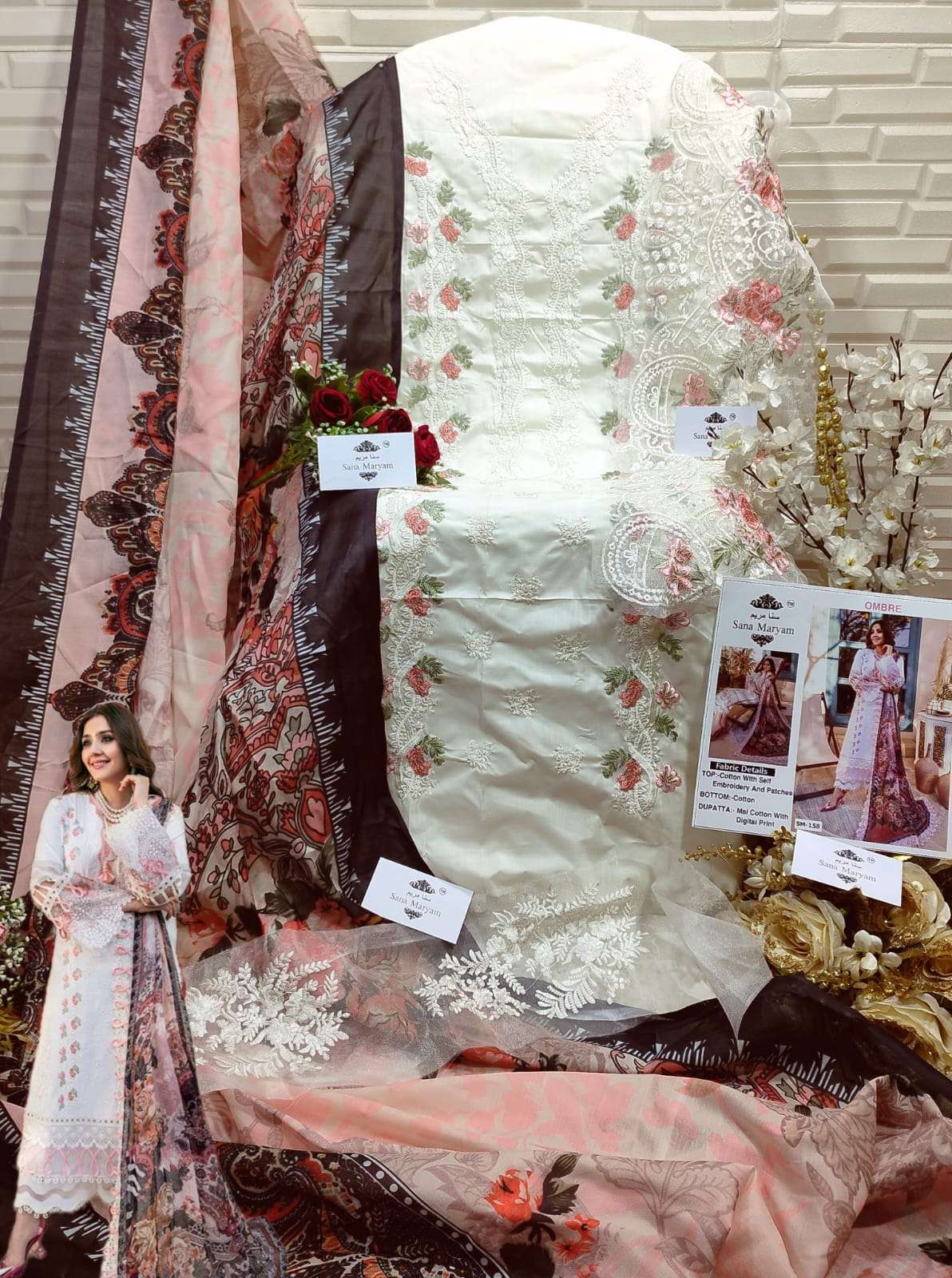 Ombre By Sana Maryam 155 To 158 Series Designer Pakistani Suits Beautiful Fancy Colorful Stylish Party Wear & Occasional Wear Heavy Cotton Embroidered Dresses At Wholesale Price