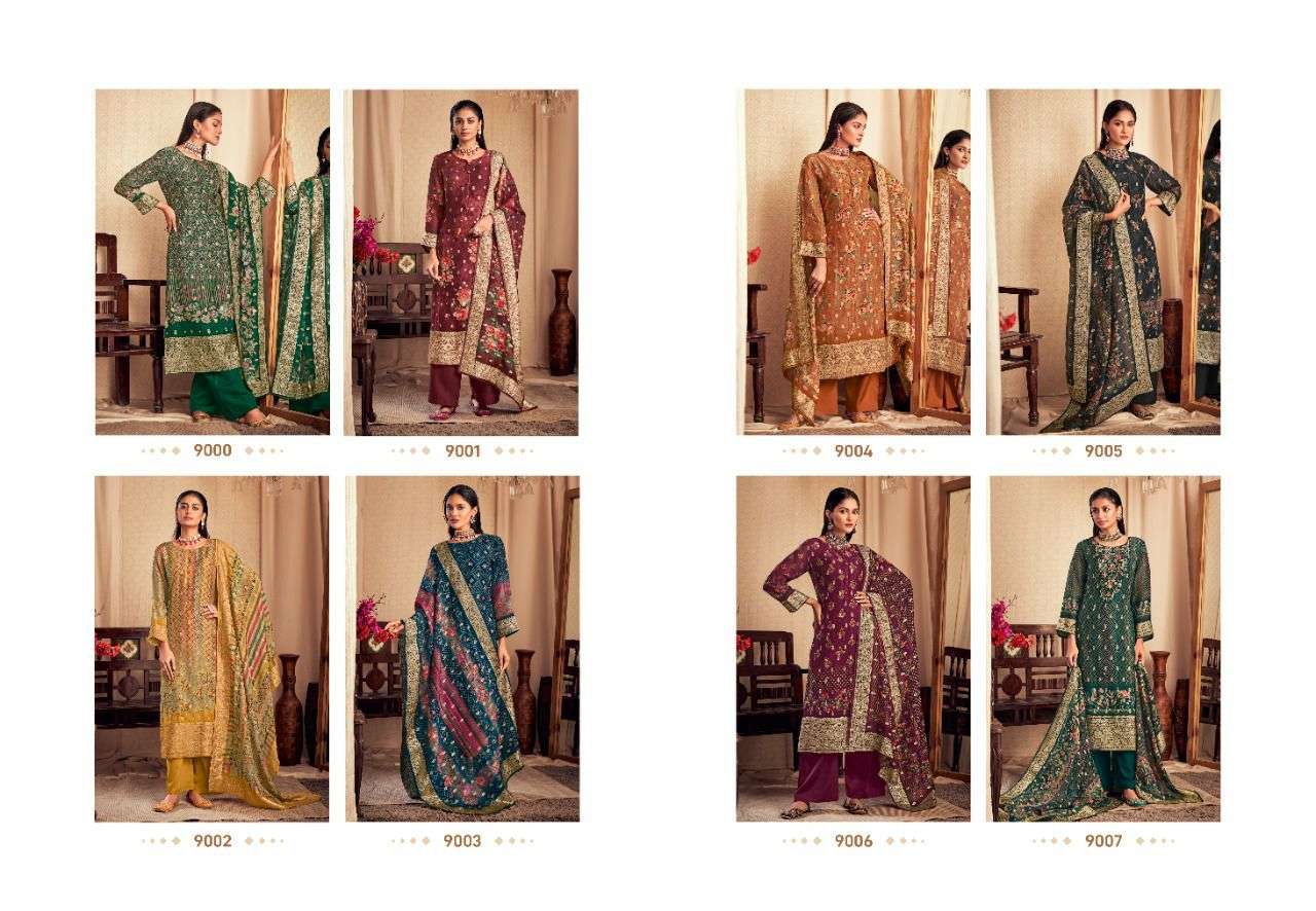 Advika By Glossy 9000 To 9007 Series Designer Festive Suits Beautiful Fancy Colorful Stylish Party Wear & Occasional Wear Viscose Organza Jacquard Dresses At Wholesale Price