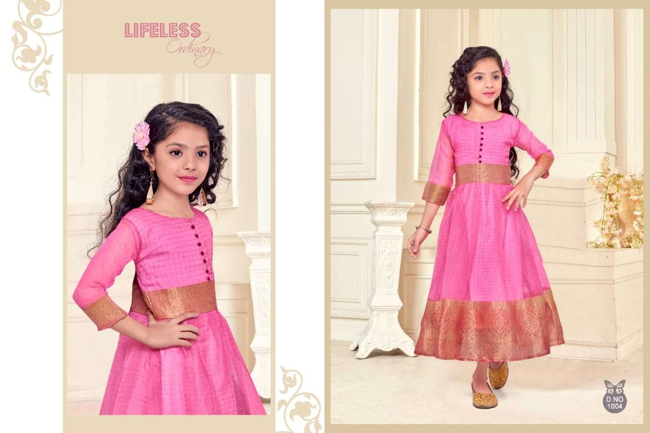 Kidswear Vol-3 By Kaamiri 1001 To 1006 Series Beautiful Stylish Fancy Colorful Casual Wear & Ethnic Wear Organza Gowns At Wholesale Price