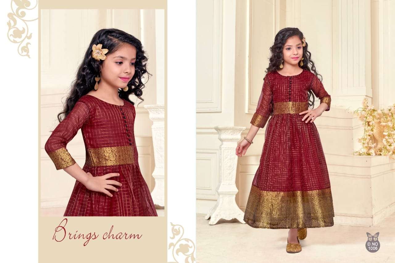 Kidswear Vol-3 By Kaamiri 1001 To 1006 Series Beautiful Stylish Fancy Colorful Casual Wear & Ethnic Wear Organza Gowns At Wholesale Price