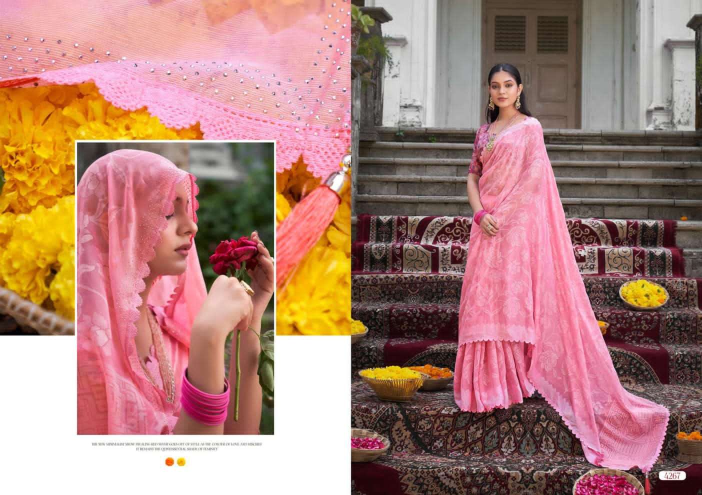 Kinjal Brasso Vol-2 By 5D Designer 4263 To 4270 Series Indian Traditional Wear Collection Beautiful Stylish Fancy Colorful Party Wear & Occasional Wear Chiffon Sarees At Wholesale Price