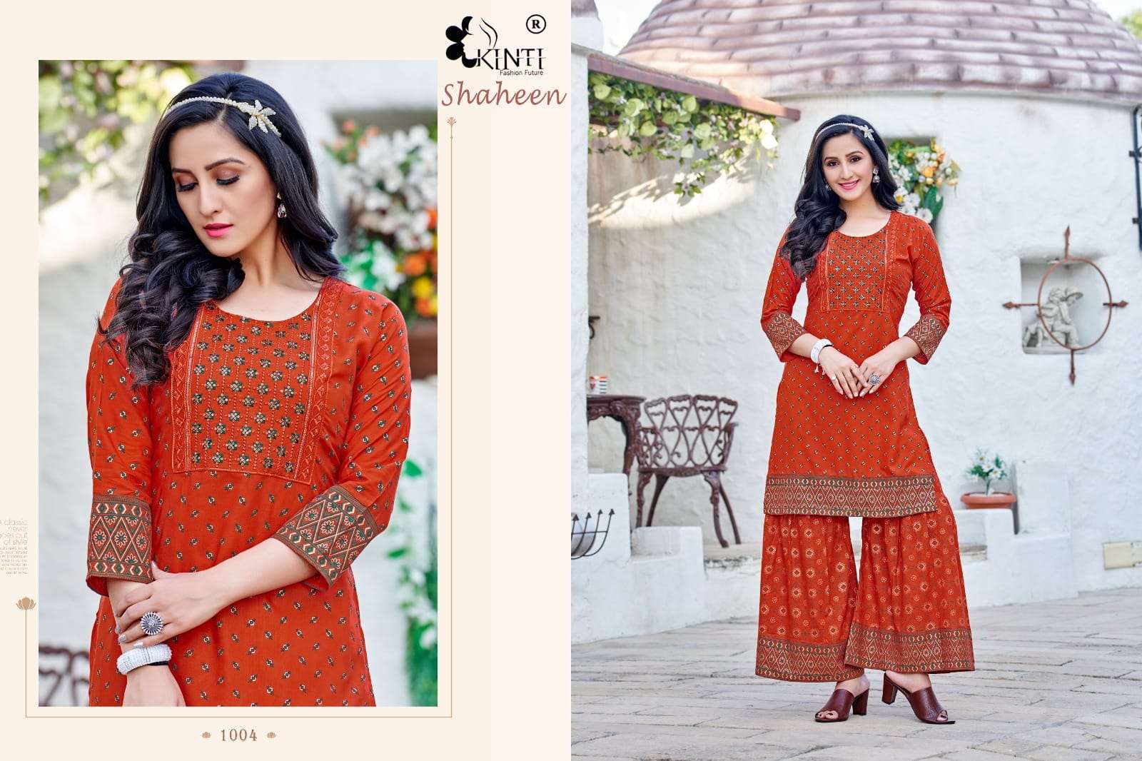 Shaheen By Kinti 1001 To 1006 Series Beautiful Stylish Fancy Colorful Casual Wear & Ethnic Wear Rayon With Work Kurtis With Bottom At Wholesale Price