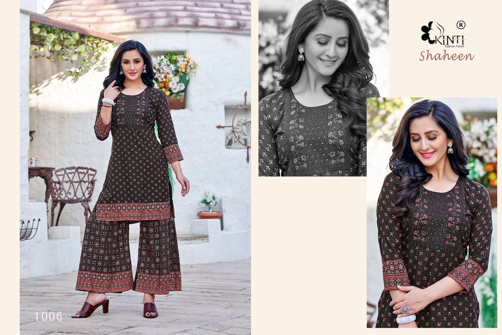 Shaheen By Kinti 1001 To 1006 Series Beautiful Stylish Fancy Colorful Casual Wear & Ethnic Wear Rayon With Work Kurtis With Bottom At Wholesale Price