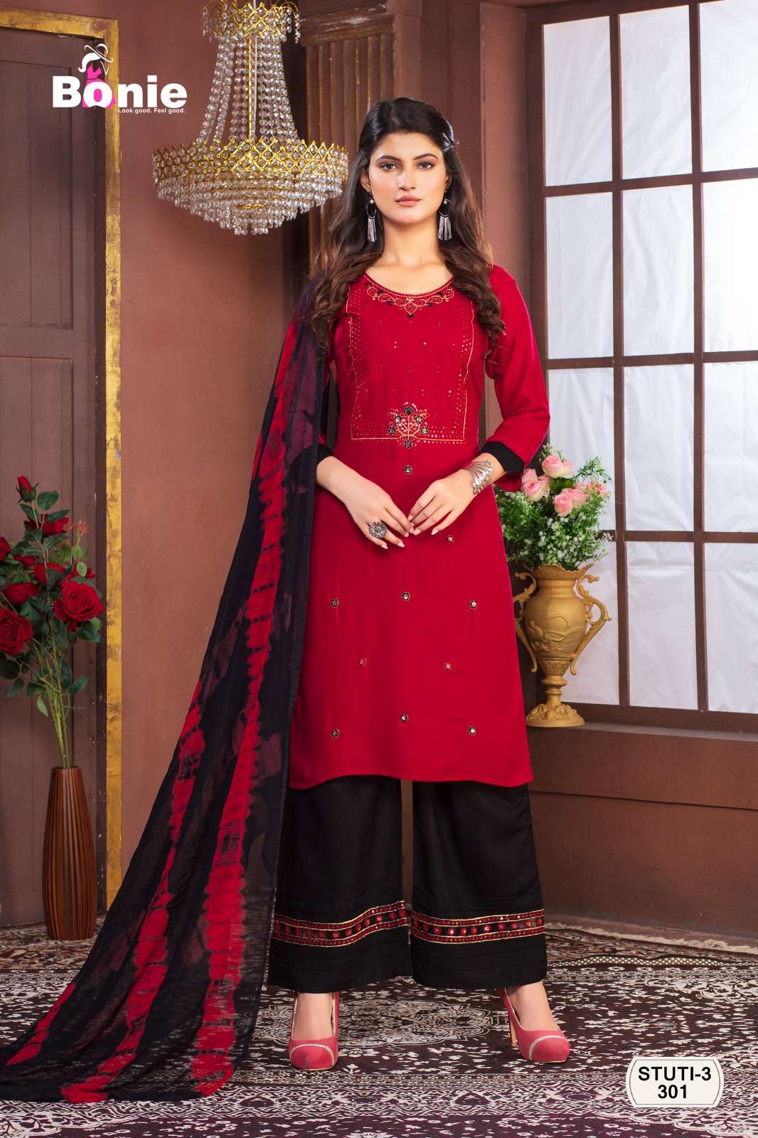 Stuti Vol-3 By Bonie 301 To 308 Series Designer Festive Suits Beautiful Fancy Stylish Colorful Party Wear & Occasional Wear Heavy Rayon Dresses At Wholesale Price