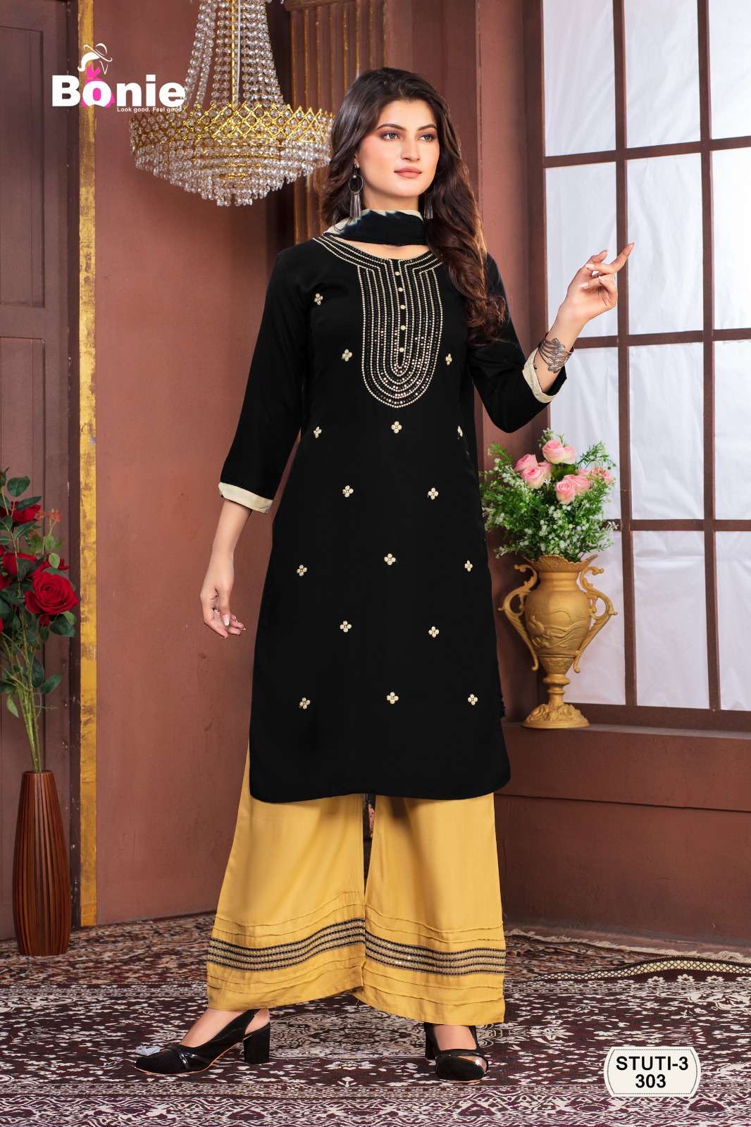 Stuti Vol-3 By Bonie 301 To 308 Series Designer Festive Suits Beautiful Fancy Stylish Colorful Party Wear & Occasional Wear Heavy Rayon Dresses At Wholesale Price