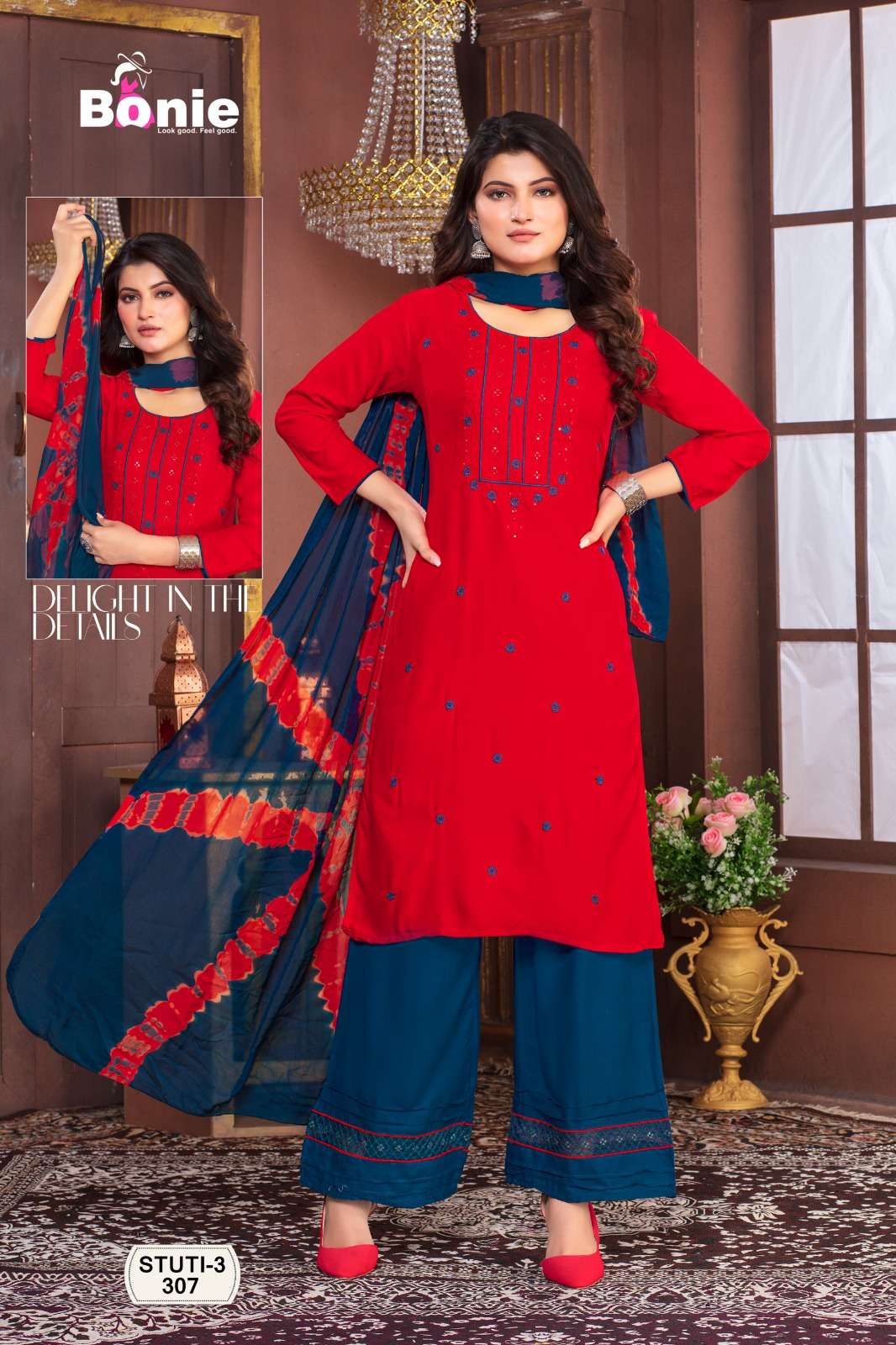 Stuti Vol-3 By Bonie 301 To 308 Series Designer Festive Suits Beautiful Fancy Stylish Colorful Party Wear & Occasional Wear Heavy Rayon Dresses At Wholesale Price