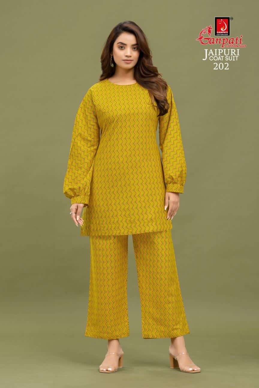 Jaipuri Coat Suit Vol-2 By Ganpati Cotton Suits 201 To 210 Series Beautiful Stylish Fancy Colorful Casual Wear & Ethnic Wear Fancy Kurtis With Bottom At Wholesale Price