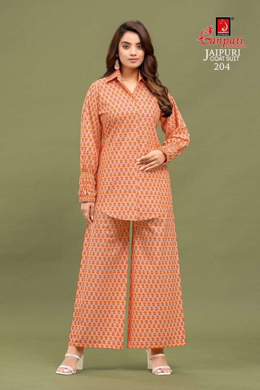 Jaipuri Coat Suit Vol-2 By Ganpati Cotton Suits 201 To 210 Series Beautiful Stylish Fancy Colorful Casual Wear & Ethnic Wear Fancy Kurtis With Bottom At Wholesale Price