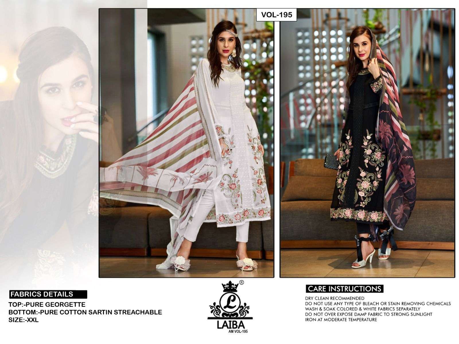 Am Vol-195 By Laiba 195-A To 195-B Series Beautiful Pakistani Suits Colorful Stylish Fancy Casual Wear & Ethnic Wear Pure Georgette Dresses At Wholesale Price