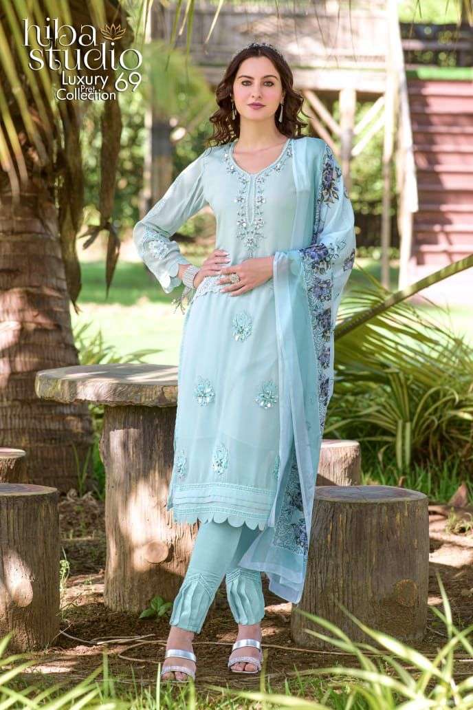 Luxury Pret Collection Vol-69 By Hiba Fashion 01 To 03 Series Beautiful Pakistani Suits Colorful Stylish Fancy Casual Wear & Ethnic Wear Pure Georgette Dresses At Wholesale Price