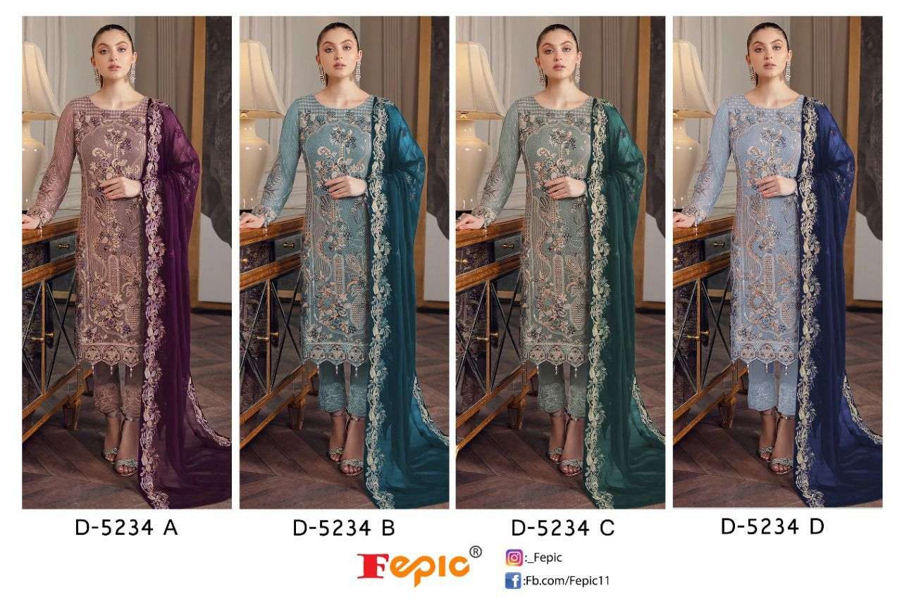 Fepic 5234 Colours By Fepic 5234-A To 5234-D Series Pakistani Suits Beautiful Fancy Colorful Stylish Party Wear & Occasional Wear Georgette With Embroidery Dresses At Wholesale Price