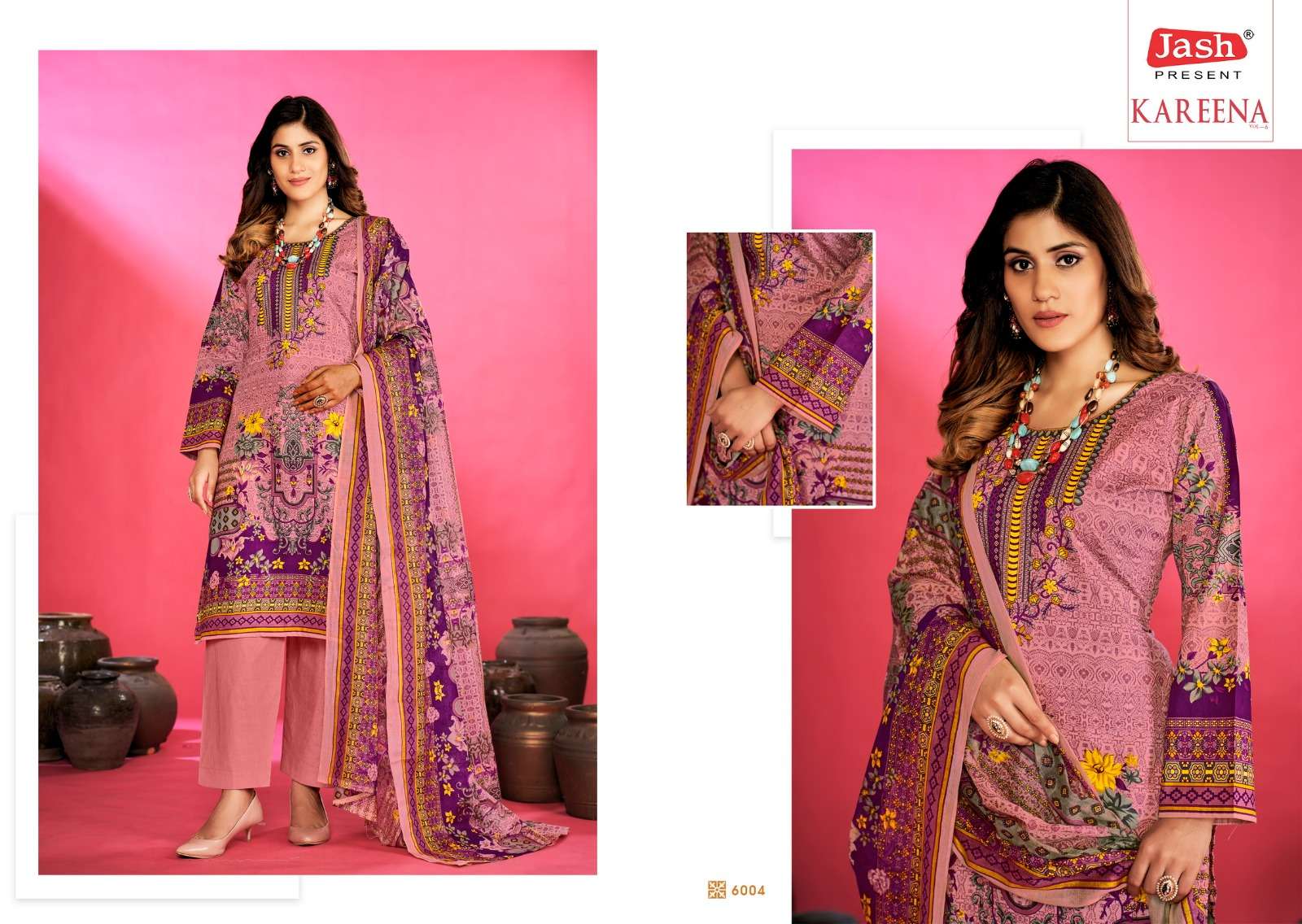 Kareena Vol-6 By Jash 6001 To 6010 Series Beautiful Festival Suits Stylish Fancy Colorful Casual Wear & Ethnic Wear Pure Cotton Dresses At Wholesale Price