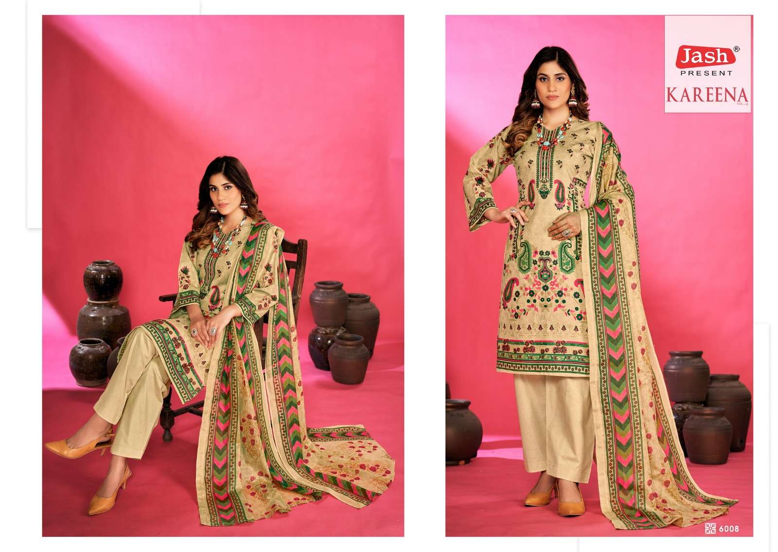 Kareena Vol-6 By Jash 6001 To 6010 Series Beautiful Festival Suits Stylish Fancy Colorful Casual Wear & Ethnic Wear Pure Cotton Dresses At Wholesale Price