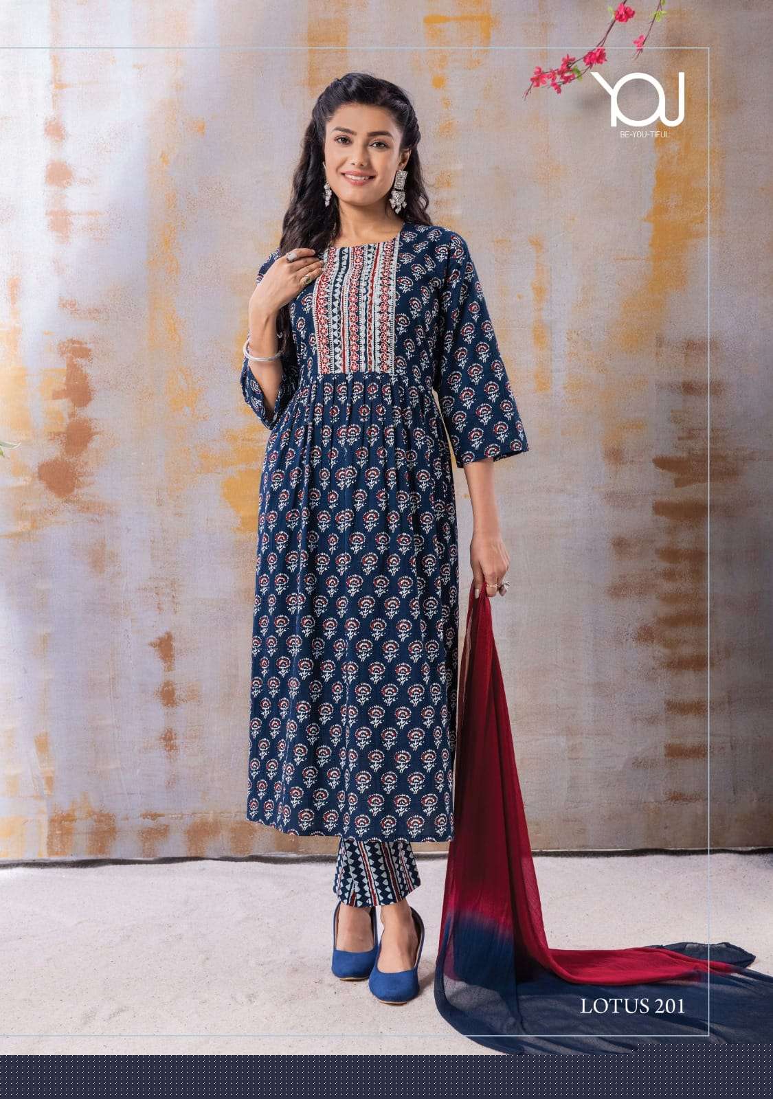 Lotus Vol-2 By You 201 To 205 Series Beautiful Festive Suits Stylish Colorful Fancy Casual Wear & Ethnic Wear Pure Cambric Dresses At Wholesale Price