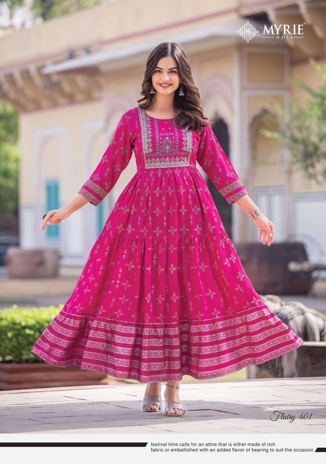 Flairy Vol-4 By Myrie 401 To 408 Series Designer Stylish Fancy Colorful Beautiful Party Wear & Ethnic Wear Collection Pure Rayon Gowns At Wholesale Price