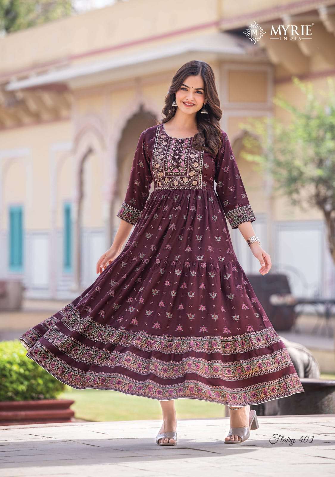 Flairy Vol-4 By Myrie 401 To 408 Series Designer Stylish Fancy Colorful Beautiful Party Wear & Ethnic Wear Collection Pure Rayon Gowns At Wholesale Price