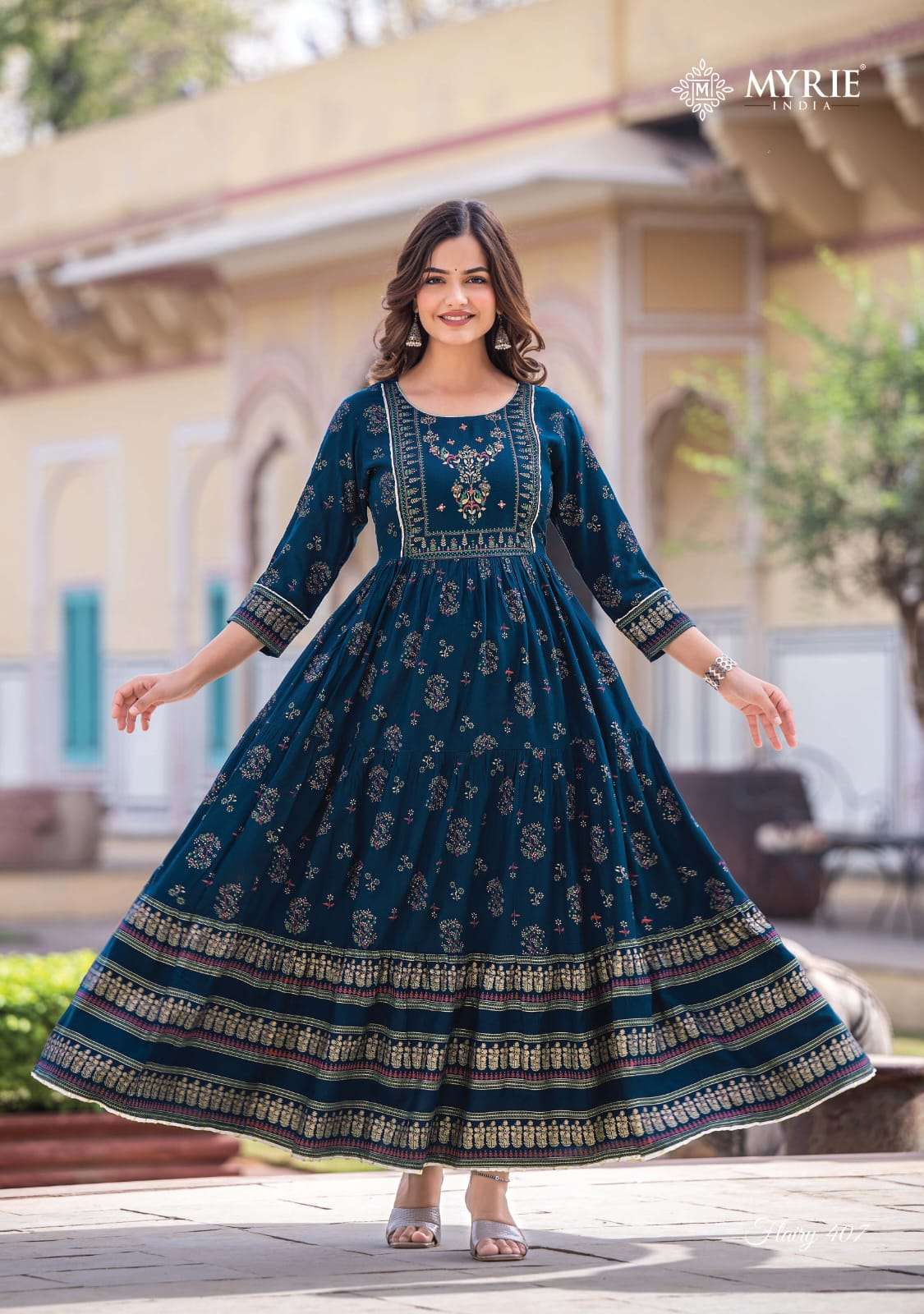 Flairy Vol-4 By Myrie 401 To 408 Series Designer Stylish Fancy Colorful Beautiful Party Wear & Ethnic Wear Collection Pure Rayon Gowns At Wholesale Price