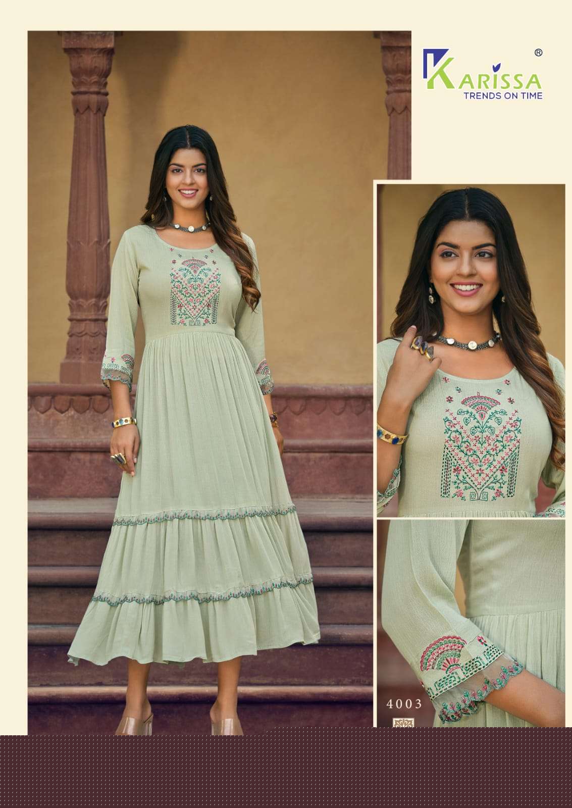 Zoya By Karissa 1001 To 1004 Series Beautiful Suits Colorful Stylish Fancy Casual Wear & Ethnic Wear Rayon Print Gowns At Wholesale Price