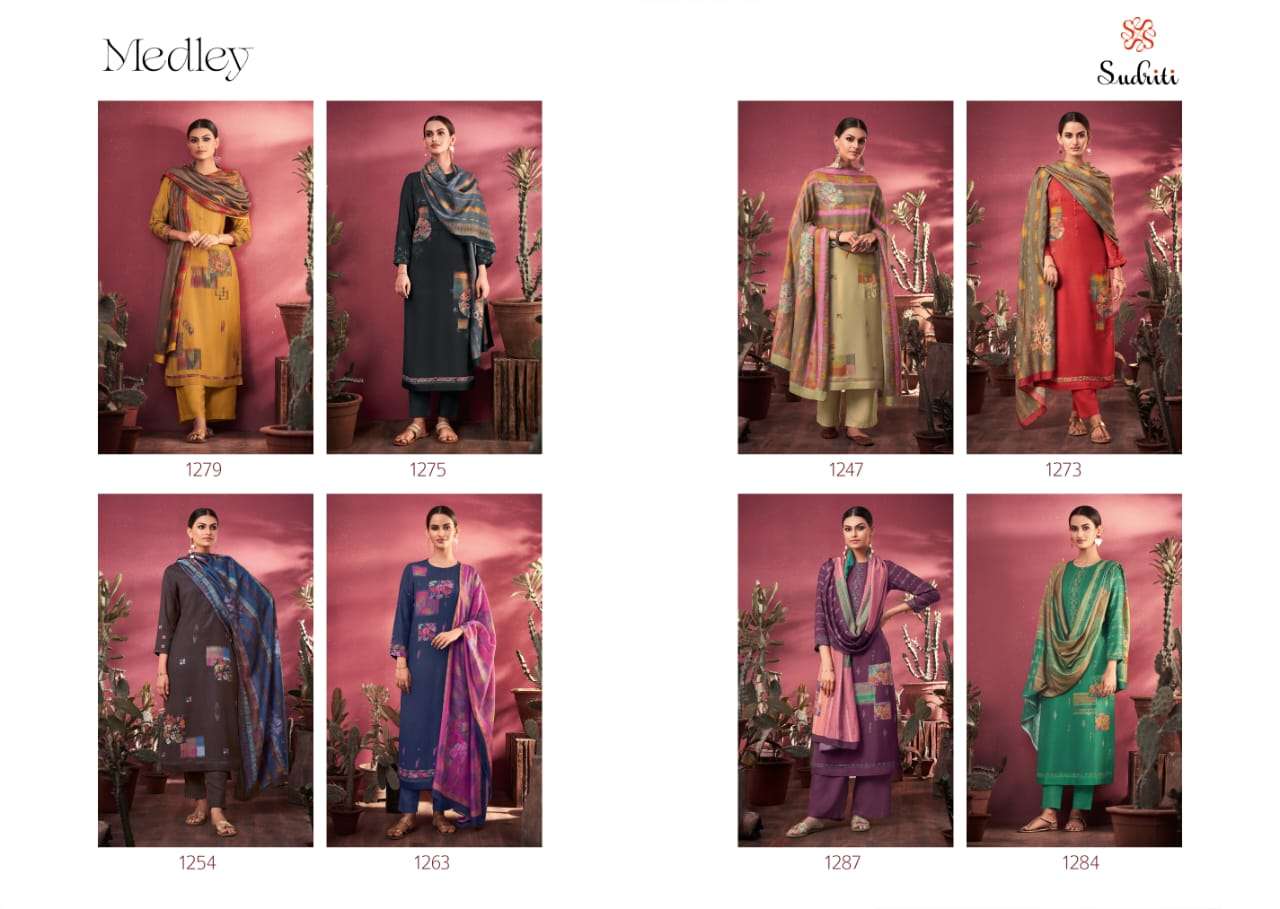 Medley By Sudriti Beautiful Suits Colorful Stylish Fancy Casual Wear & Ethnic Wear Pure Cambric Print Dresses At Wholesale Price