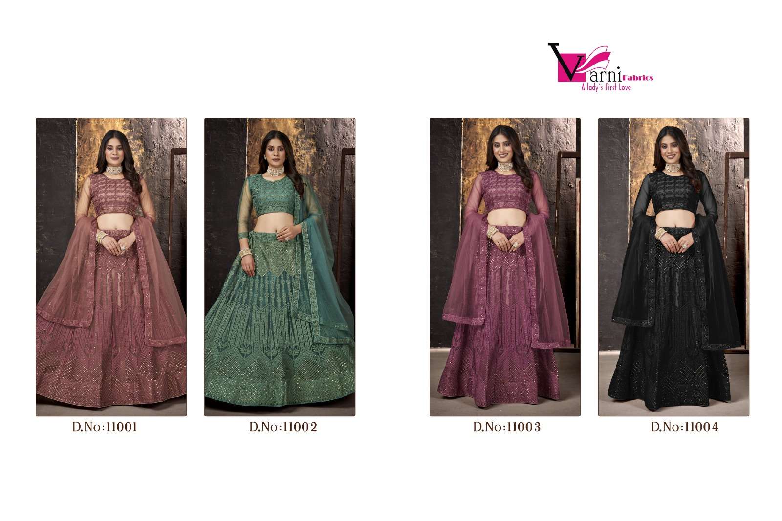 Zeeya Rangrezz By Varni Fabrics 11001 To 11004 Series Wedding Wear Collection Beautiful Stylish Colorful Fancy Party Wear & Occasional Wear Premium Net Lehengas At Wholesale Price