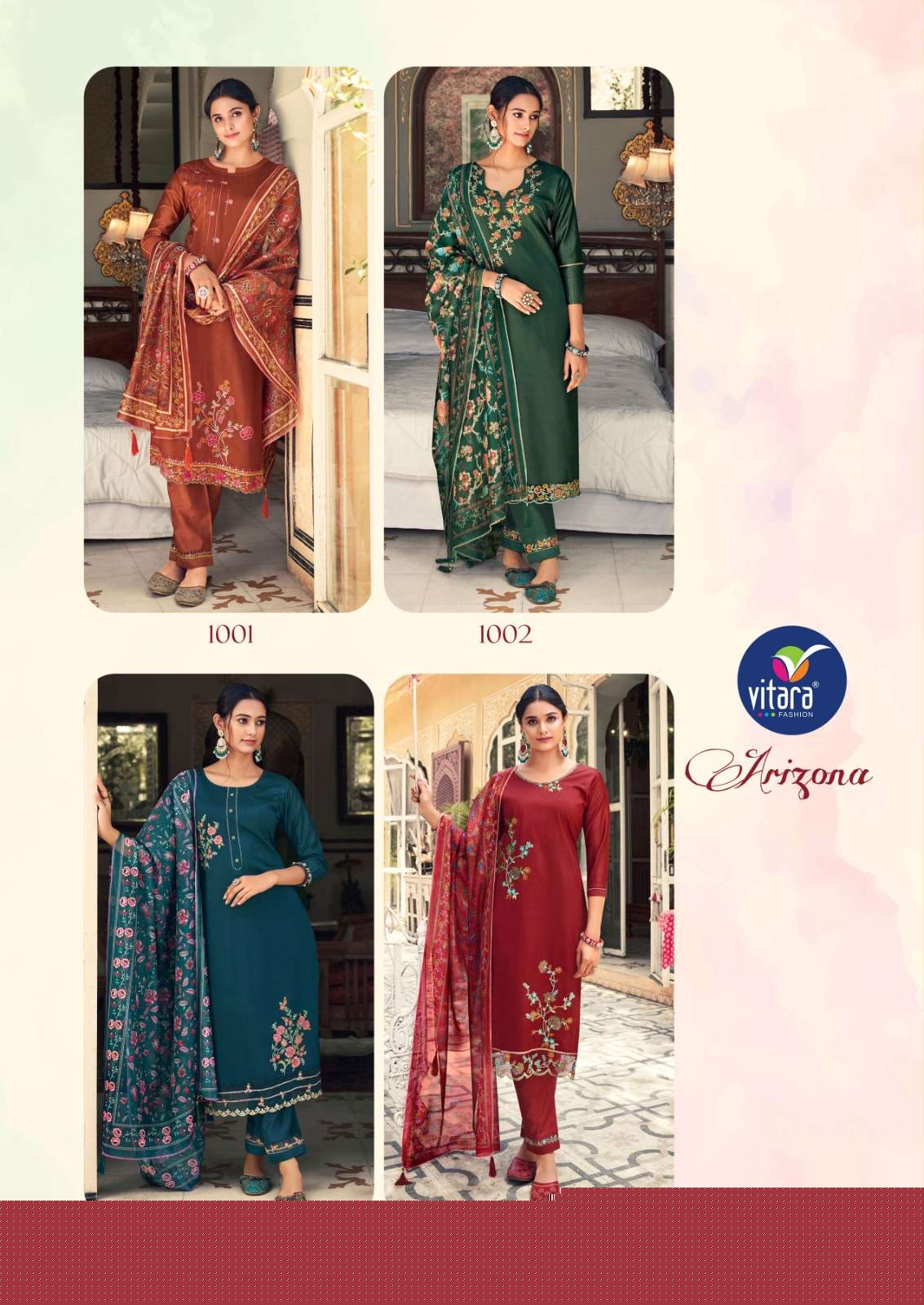 Arizona By Vitara 1001 To 1004 Series Beautiful Stylish Festive Suits Fancy Colorful Casual Wear & Ethnic Wear & Ready To Wear Silk Dresses At Wholesale Price