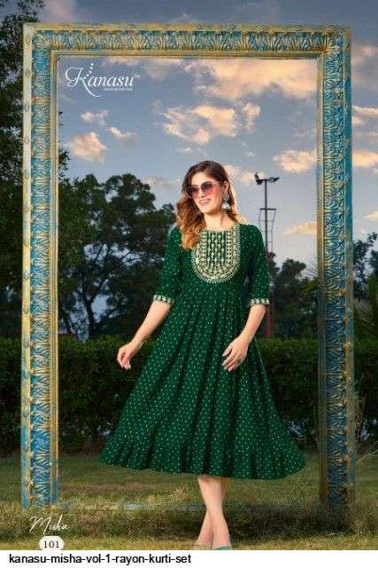 Misha By Kanasu 101 To 108 Series Designer Stylish Fancy Colorful Beautiful Party Wear & Ethnic Wear Collection Heavy Rayon Slub Kurtis At Wholesale Price