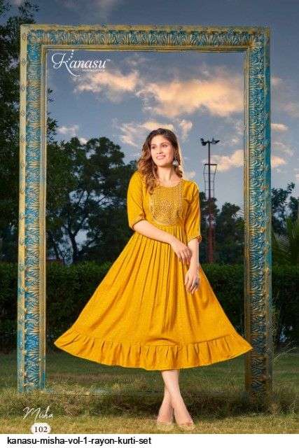 Misha By Kanasu 101 To 108 Series Designer Stylish Fancy Colorful Beautiful Party Wear & Ethnic Wear Collection Heavy Rayon Slub Kurtis At Wholesale Price