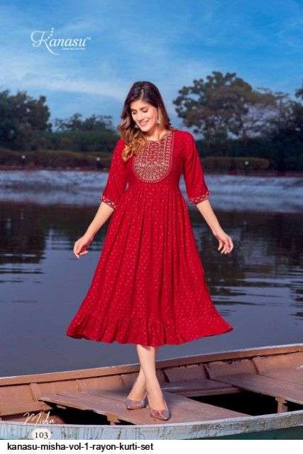 Misha By Kanasu 101 To 108 Series Designer Stylish Fancy Colorful Beautiful Party Wear & Ethnic Wear Collection Heavy Rayon Slub Kurtis At Wholesale Price