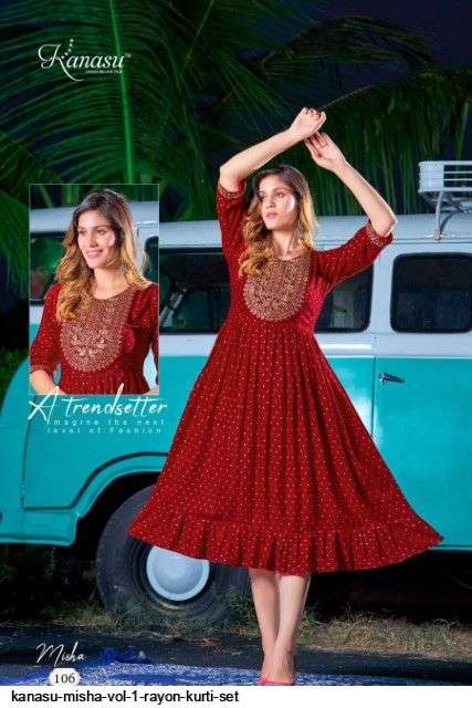 Misha By Kanasu 101 To 108 Series Designer Stylish Fancy Colorful Beautiful Party Wear & Ethnic Wear Collection Heavy Rayon Slub Kurtis At Wholesale Price